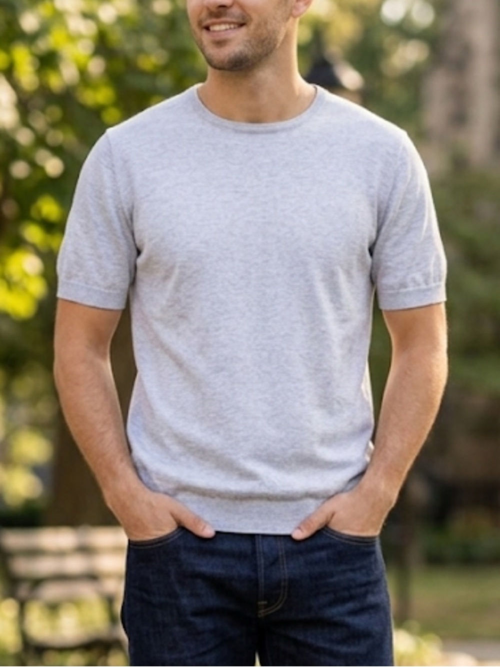 JOHN SMEDLEY Grey Pullover Kempton Easy Fit Shirt Sea Island Cotton Mens Small